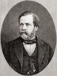 Louis Pasteur, The Century Illustrated Monthly Magazine -lehdestä, julkaistu 1884 (puukaiverrus).